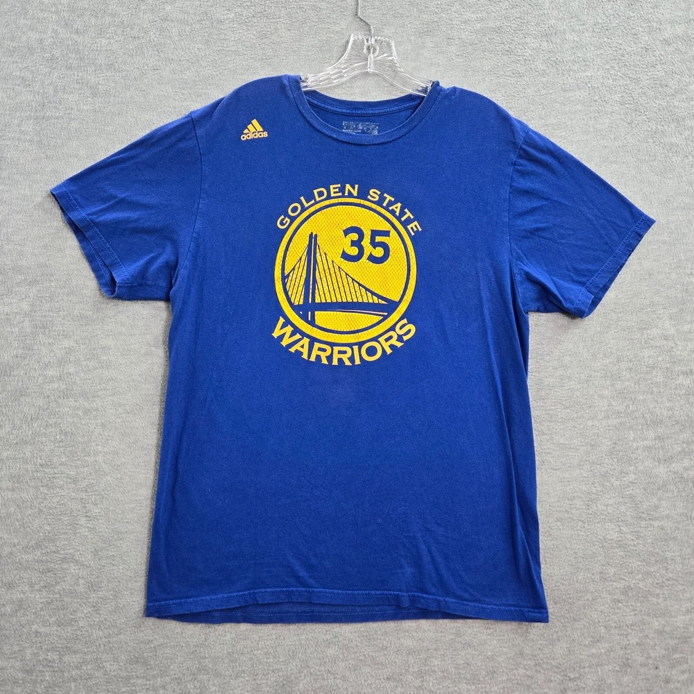 Golden State Warriors Men Shirt Large Blue Logo Adidas Kevin Durant 35 Graphic